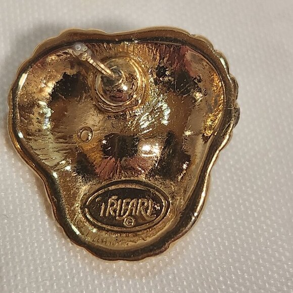 Vintage Trifari Faux White Pearl Twisted Gold Tone Fashion‎ Earrings - Picture 4 of 6